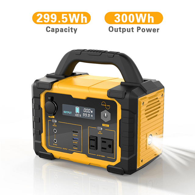 Enyopro Portable Power Station 300W Solar/Car/Wall Charging 120V AC Outdoor Emergency Power Supply for Camping, Photography & Emergencies, Pure Sine Wave for Electronics with ECO Mode