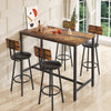 Enyopro Table and Chairs for 4, Wooden Dining Table Set, Breakfast Nook Corner Dining Set, Contemporary High Counter Dining Table Set for Bar Pub Bistro Kitchen Restaurant