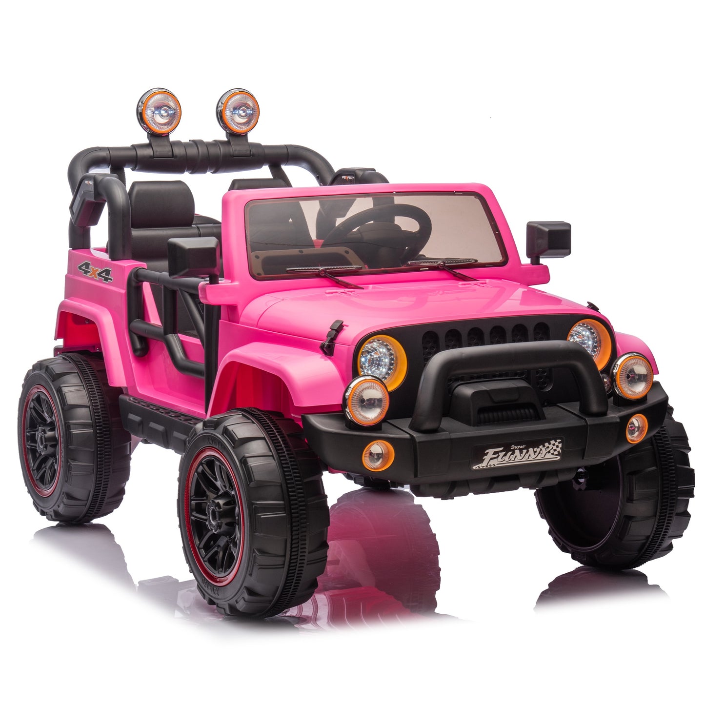 24V Kids Ride On Car with Remote Control, Rear Suspension Ride on Toy with Bluetooth, USB, 2 Seater Cars, Trunk Storage, Pull Rod, LED Lights, High/Low Speed, Electric Cars for Kids Aged 3–8, Pink