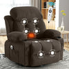 Manual Recliner Rocker Chair with Heat and Massage, Sesslife Swivel Ergonomic Lounge Chair with Side Pockets and Cup Holders, Single Electric Reclining Sofa Chair for Bedroom Home Theater, Brown