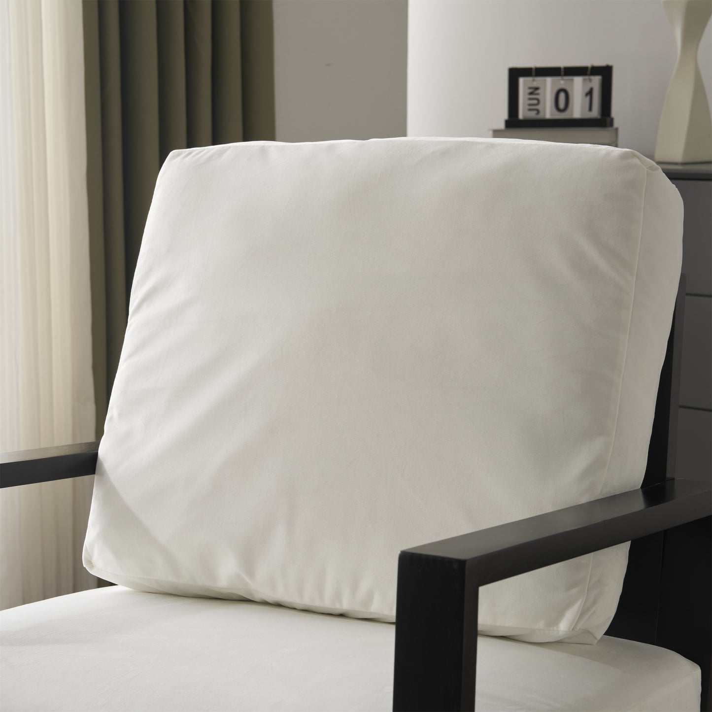 SESSLIFE Upholstered Velvet Accent Chair, Modern White Lounge Arm Chair with Solid Rubberwood Frame and Gold Metal Legs, Reading Chair for Living Room, Bedroom, Balcony