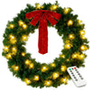 60in Pre-Lit Christmas Wreath, SESSLIFE Large Artificial Xmas Wreath with LED Lights, Remote Control and Stepless Dimming, Full Outdoor Wreath for Front Door, Gate, Green