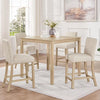 SESSLIFE Dining Table Set for 4, Counter Height Kitchen Table Set with Square Table and 4 Upholstered Chairs, Solid Wood Dining Room Set for Kitchen, Space-Saving, Light Grey & Black