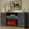 SESSLIFE Fireplace TV Stand for 70 Inch TV, 31'' Tall Farmhouse TV Stand with 2 Cabinets & Drawers, Entertainment Center with 3D Flame Electric Fireplace Heater, Natural