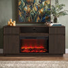 SESSLIFE Fireplace TV Stand for 70 Inch TV, 31'' Tall Farmhouse TV Stand with 2 Cabinets & Drawers, Entertainment Center with 3D Flame Electric Fireplace Heater, Natural