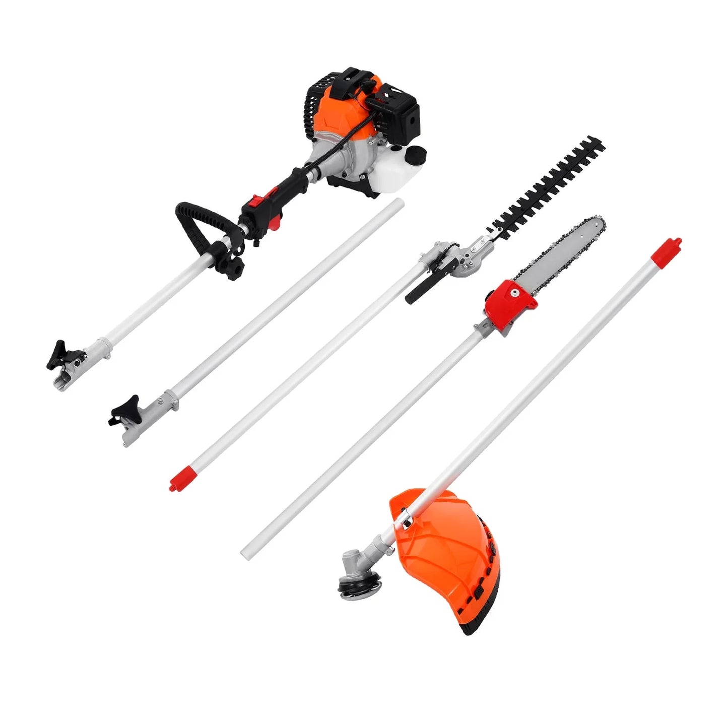 SESSLIFE Gas Powered Weed Eater, 4 IN 1 Lawn Edger, 52CC 2-Cycle Full Crankshaft Lawn Edger with Hedge Trimmer, Gas Pole Saw, Grass Trimmer, and Brush Cutter, TE3203