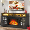 SESSLIFE Fireplace TV Stand with LED Light for 65 Inch TV, TV Console with Electric Fireplace, Console Entertainment Center Television Table for Living Room or Bedroom, White+Brown