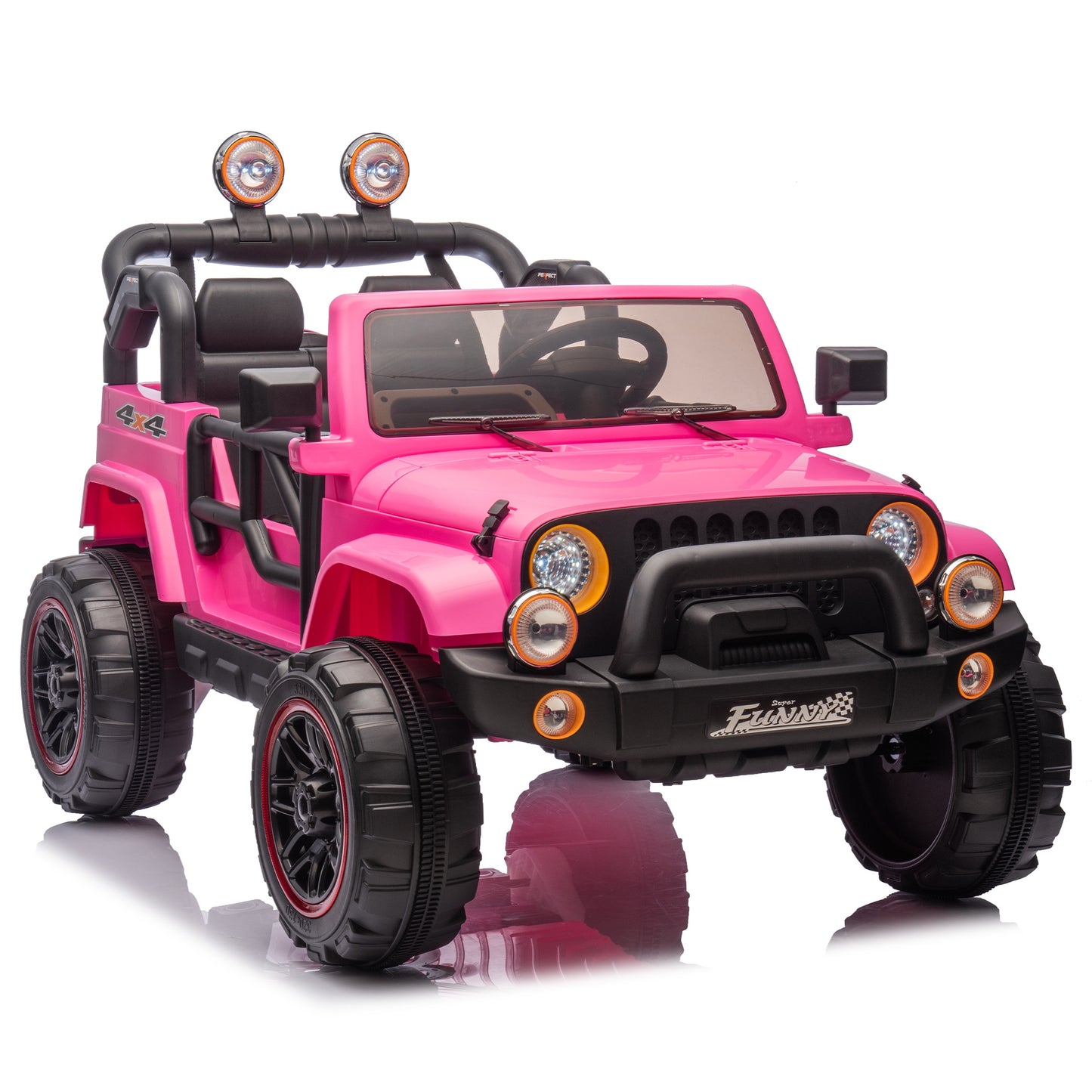 24V Kids Ride On Car with Remote Control, Rear Suspension Ride on Toy with Bluetooth, USB, 2 Seater Cars, Trunk Storage, Pull Rod, LED Lights, High/Low Speed, Electric Cars for Kids Aged 3–8, Pink