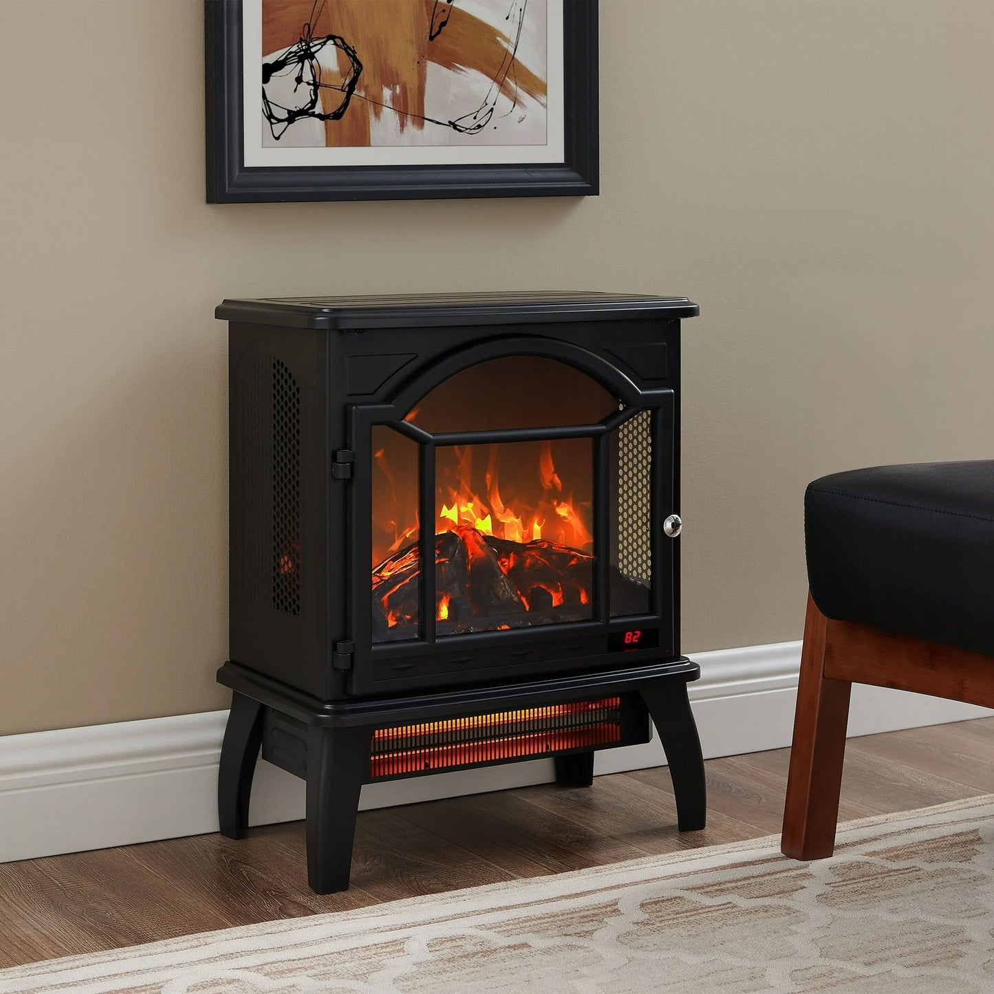 Sesslife 22" Electric Fireplace Heater Stove Freestanding, Infrared Electric Heater with 3D Realistic Flame and Remote, Fireplace Heater Stove with Timer and Overheating Safety Protection, Black