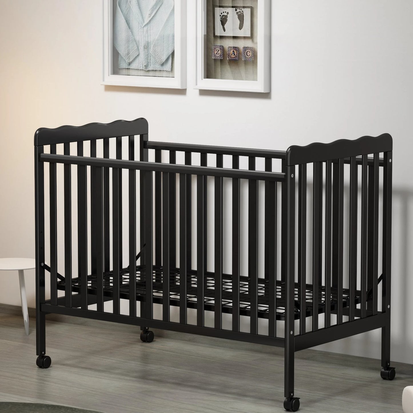 Sesslife 3-In-1 Convertible Crib, Baby Bed with Locking Wheels, Converts from Baby Crib to Toddler Bed, Fits Standard Full-Size Crib Mattress, Easy to Assemble(Cherry)