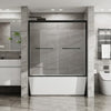 Sesslife 56-60" W x 58" H Double Sliding Shower Door, Modern Bathtub Door with Clear SGCC Tempered Glass and Stainless Steel Long Handles, Waterproof Tub Door with Stainless Steel Frame, Matte Black