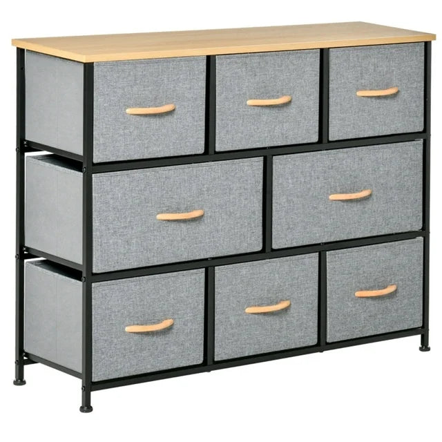 Sesslife 5 Drawers Dresser, Clothes Cabinet Storage Organizers, Fabric Dresser for Kids and Adults, Chest of Drawers with Steel Frame and Wooden Top for Bedroom, Living Room, Hallway
