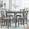 SESSLIFE Dining Table Set for 4, Counter Height Kitchen Table Set with Square Table and 4 Upholstered Chairs, Solid Wood Dining Room Set for 4, Space-Saving, Walnut