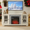 Sesslife Fireplace TV Stand for 65 Inch TV, Modern Media Entertainment Center Television Table with Electric Fireplace, TV Console Table with Faux Stone Surround for Living Room Bedroom, Cherry