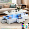 Sesslife 41" LED Coffee Table with 4 Storage Drawers, High Gloss Black Rectangular Center Table for Living Room Bedroom, Modern Coffee Tables with Large Storage Space, App/Remote Control