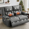 Sesslife Loveseat Recliner with Massage and Heating, Oversized 2-Seater Reclining Sofa Chair with Cup Holders, Side Pockets, USB Charge Port for Home Theater, Brown