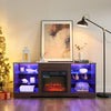 Sesslife Electric Fireplace TV Stand with LED Lights for 60 Inch TV, TV Console with Adjustable Open Storage Shelves and Charging Station, Modern Media Entertainment Center for Living Room, White