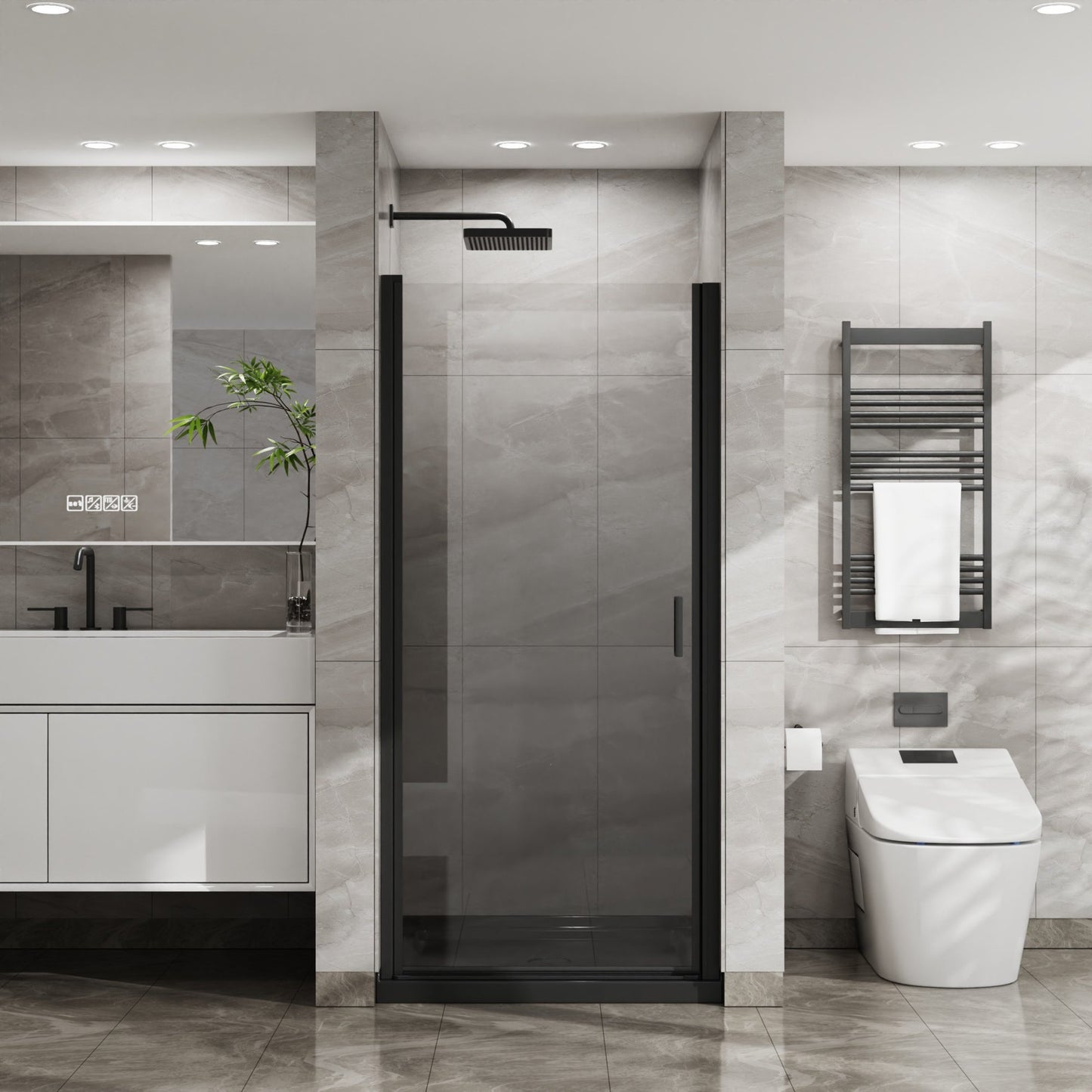 Sesslife Bifold Semi-Frameless Glass Shower Door, 34" W x 72" H Pivot Tub Door with 1/4 inch Tempered Clear Glass, Foldable Bathtub Door with Aluminum Frame, SCGG Certified, Anti-leak, Chrome