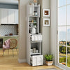 Sesslife Storage Cabinet with 2 Drawers and 2 Glass Door Cabinets, Tall Pantry Cabinet with Pegboard, Wooden Freestanding Storage Organizer with 2 Shelves for Living Room Kitchen, White