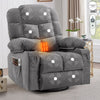 Sesslife Swivel Rocker Recliner Chair for Adults, Heavy Duty Manual Electric Power Reclining Sofa with Heat and Massage, Comfy Single Reclining Mechanism Chair with Side Pockets Cup Holders, Brown