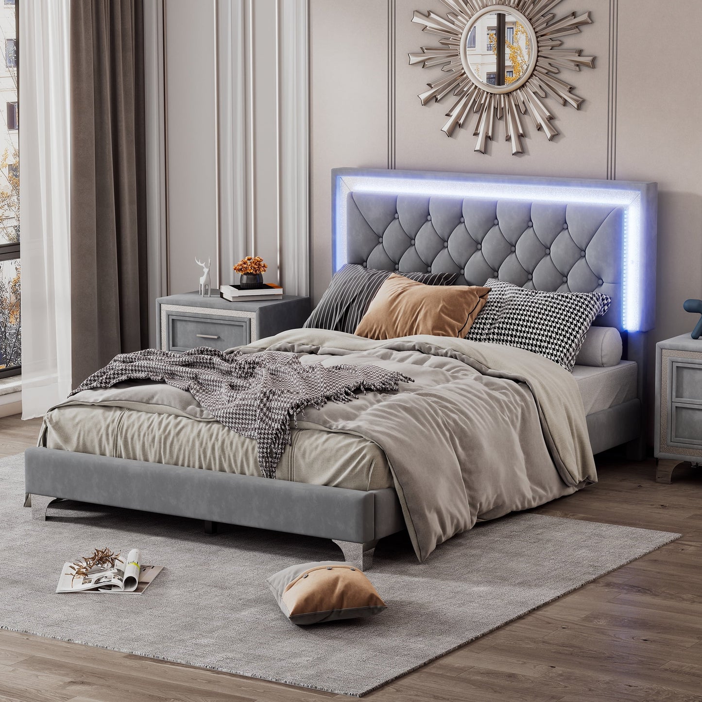 https://www.walmart.com/ip/Sesslife-Full-Size-Bed-Frame-LED-Light-Upholstered-Tufted-Headboard-Modern-Velvet-Platform-Strong-Wood-Slats-Support-Living-Room-No-Box-Spring-Needed/14909518485