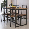 Wood Kitchen Table Set with 4 Chairs, Compact Space Dining Room Set, Brown High Backrest Dining Table and Chairs Set for Kitchen, Bar, Breakfast Nook