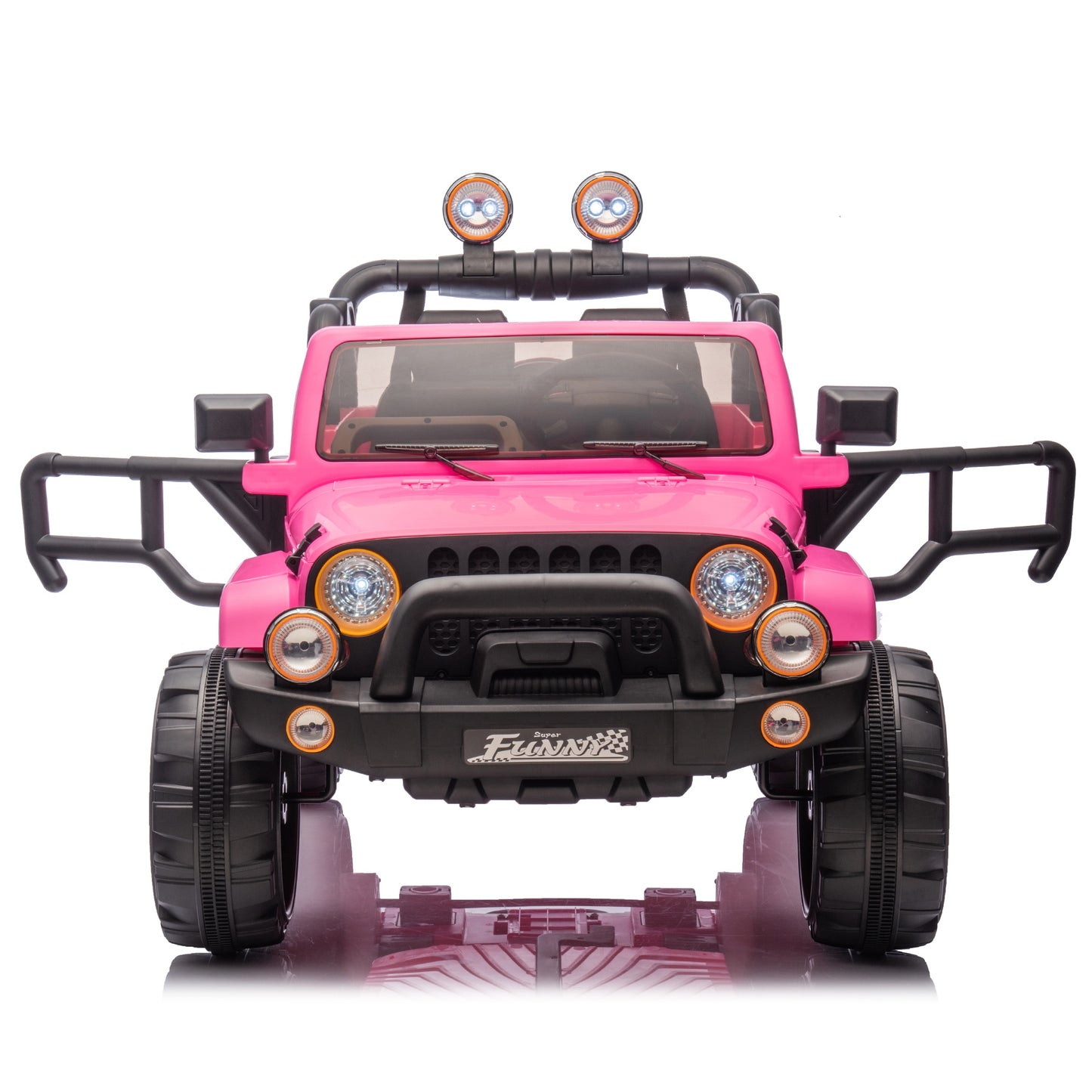 24V Kids Ride On Car with Remote Control, Rear Suspension Ride on Toy with Bluetooth, USB, 2 Seater Cars, Trunk Storage, Pull Rod, LED Lights, High/Low Speed, Electric Cars for Kids Aged 3–8, Pink