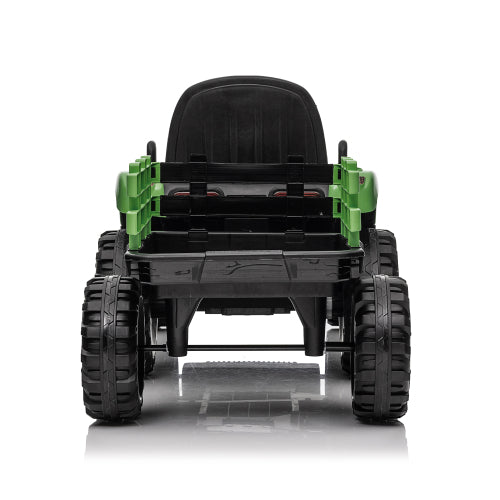 24V Kids Electric Tractor with Trailer with Remote Control, 3-Speed Adjustable Ride-On Toy, Two-point safety belt, MP3, Bluetooth Music & LED Lights for Ages 3+