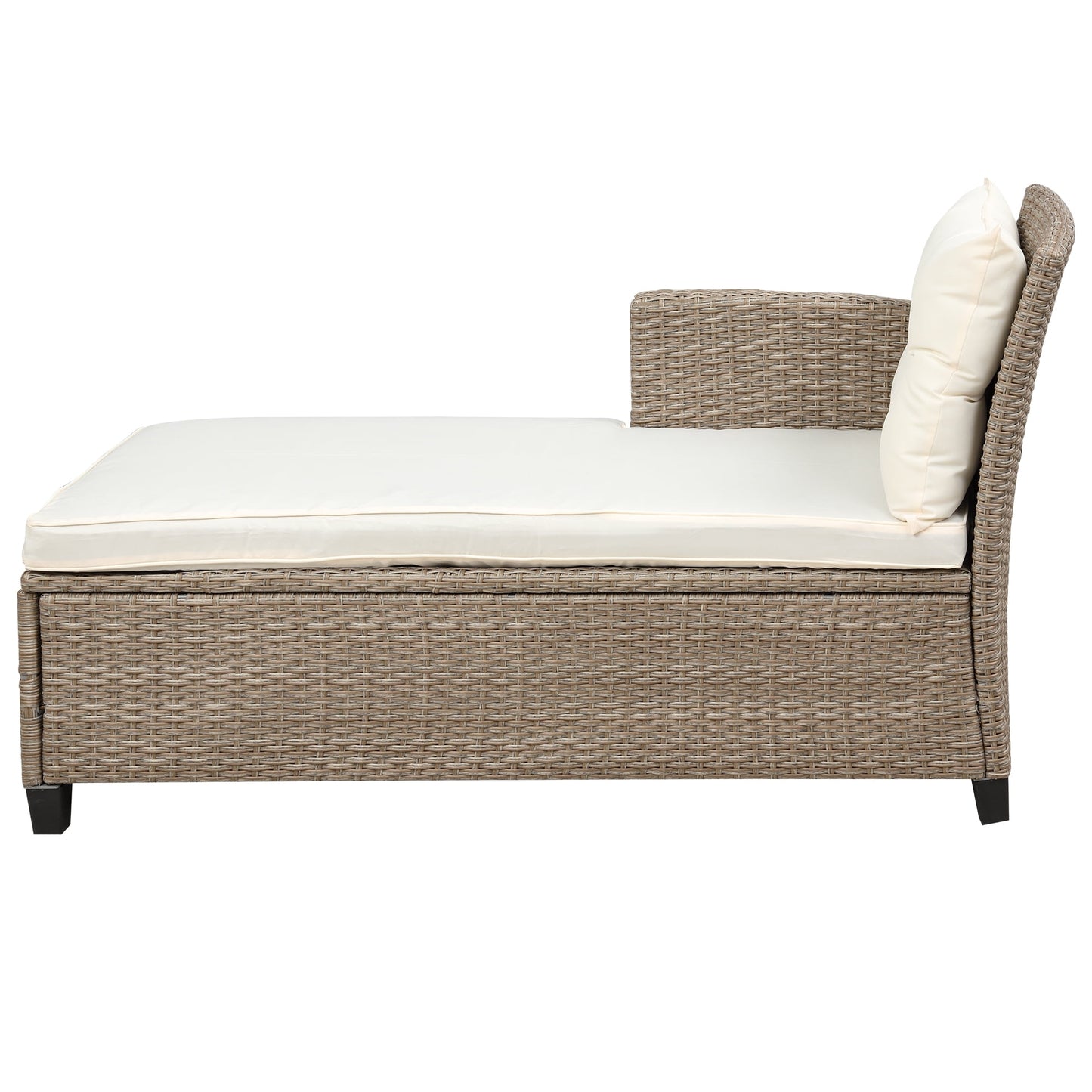 4 Pieces Patio Conversation Sets, All Weather Wicker Sofa Outdoor Furniture Set with Lounge Sofa and Glass Table, Modern Outside Lawn Deck Furniture Set