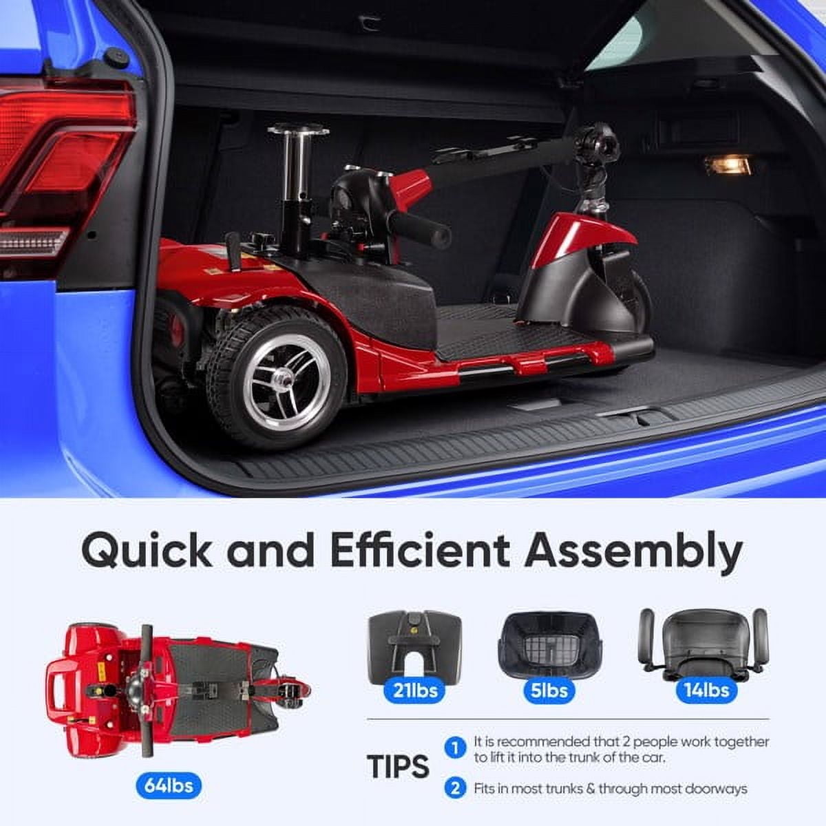 ENYOPRO 3 Wheel Electric Scooter for Adults, Foldable Mobility Scooter for Seniors with 360° Adjustable Seat, Powered Electric Wheelchair with Bright Headlights, Basket and Long-Range Battery