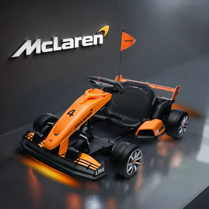 24V Electric Go Kart for Kids, McLaren Battery Powered Drift Racing Go Kart, with 400W Powerful Motor, Kids Race Pedal Go Karting Car With 3 Levels Adjustable Seat, Rear Wheel Drive Ride on Car