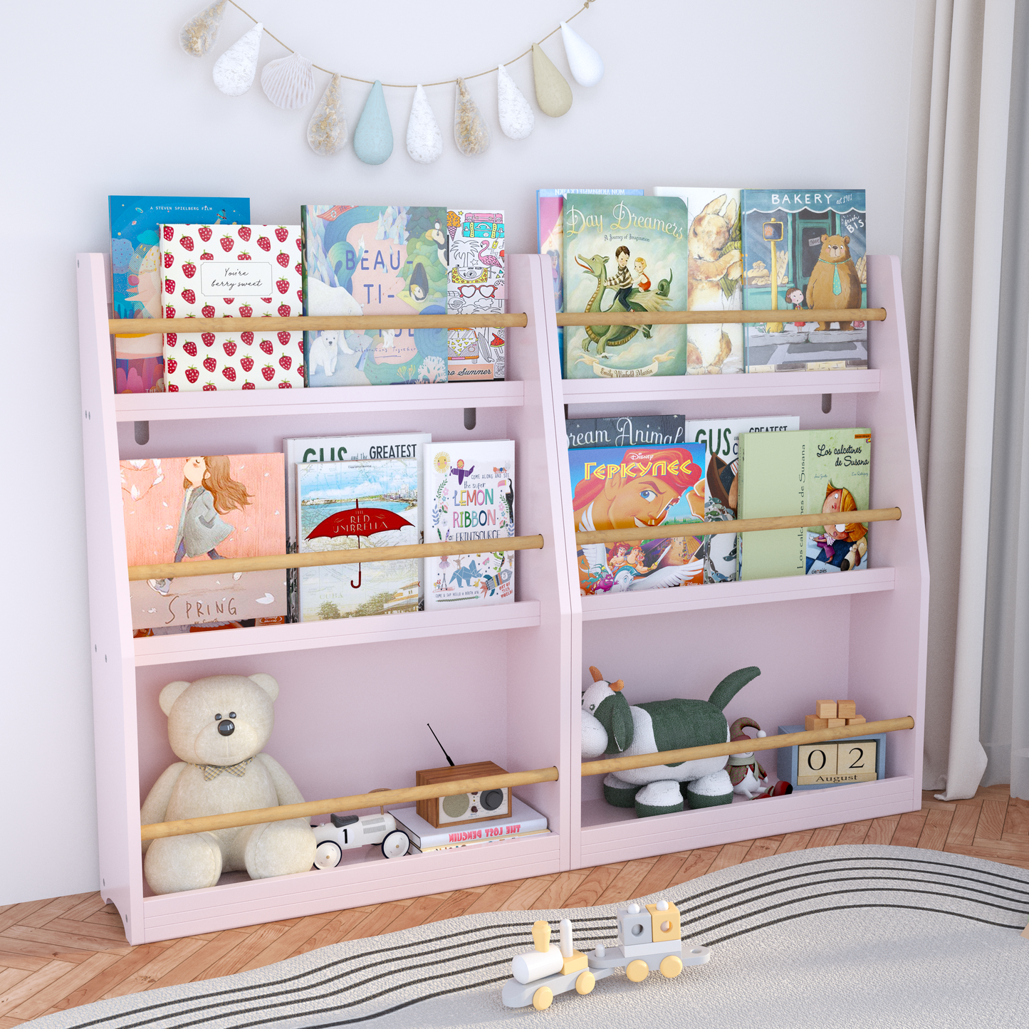 3 Tier Bookshelf for Kids, Wooden Kids Book Rack, Modern Kids Bookcase for Bedroom, Playroom and Classroom, White