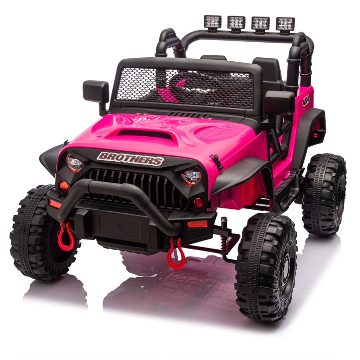 24V Kids Cars to Drive, Electric Cars for Kids W/Parents Control, Four-Wheel Suspension, LED Lights, Bluetooth, Music, Ride on Car Truck For Kids 3+, Black