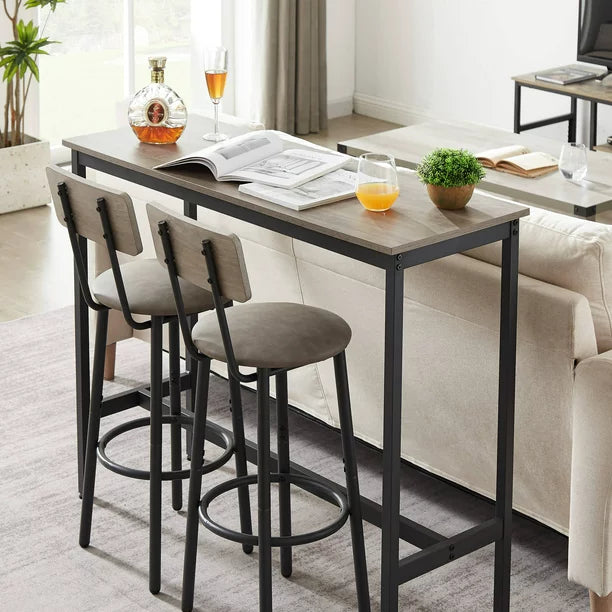 Sesslife 3-Piece Counter Height Table Set with 2 Bar Stools, Rustic Brown Bar Dining Set, Counter Height Kitchen Table for Dining, Work or Study