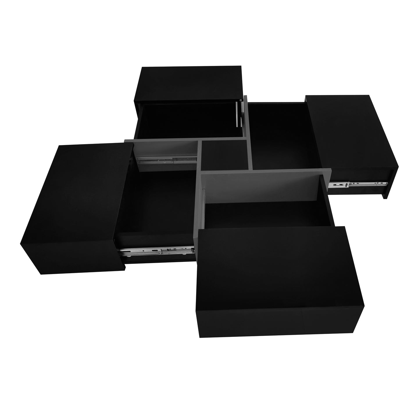 SESSLIFE Modern Coffee Table with Hidden Storage Compartments, Square Extendable Sliding Tabletop for Living Room, UV High-gloss Design Center Table, Black Finish