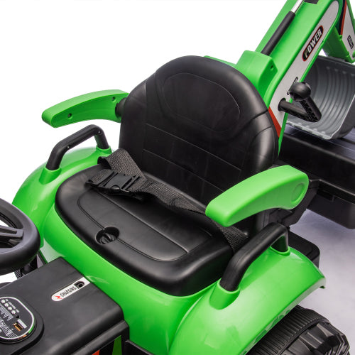 24V Ride On Electric Tractor Toy for Kids with 4 in 1 Attachments (Excavator, Dump Truck, Bulldozer), Remote Control, Bluetooth Music, Swivel Seat, LED, Electric Cars for Boys Girls Ages 3-6