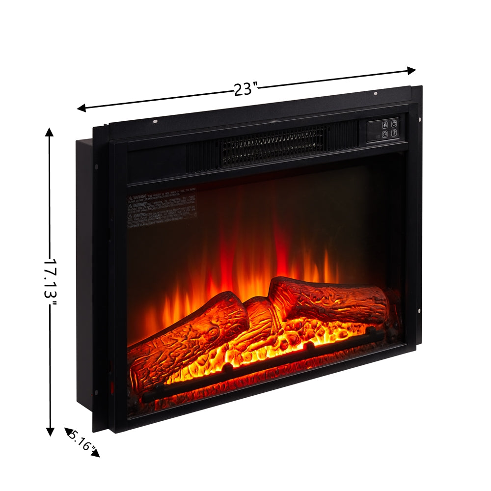 SESSLIFE 23" Electric Fireplace Insert Realistic 3D Flame, 1400W/4777BTU Energy Efficient Heater with Crystal Ember Bed, Remote Operated, Ultra Slim, for Modern Home Decor