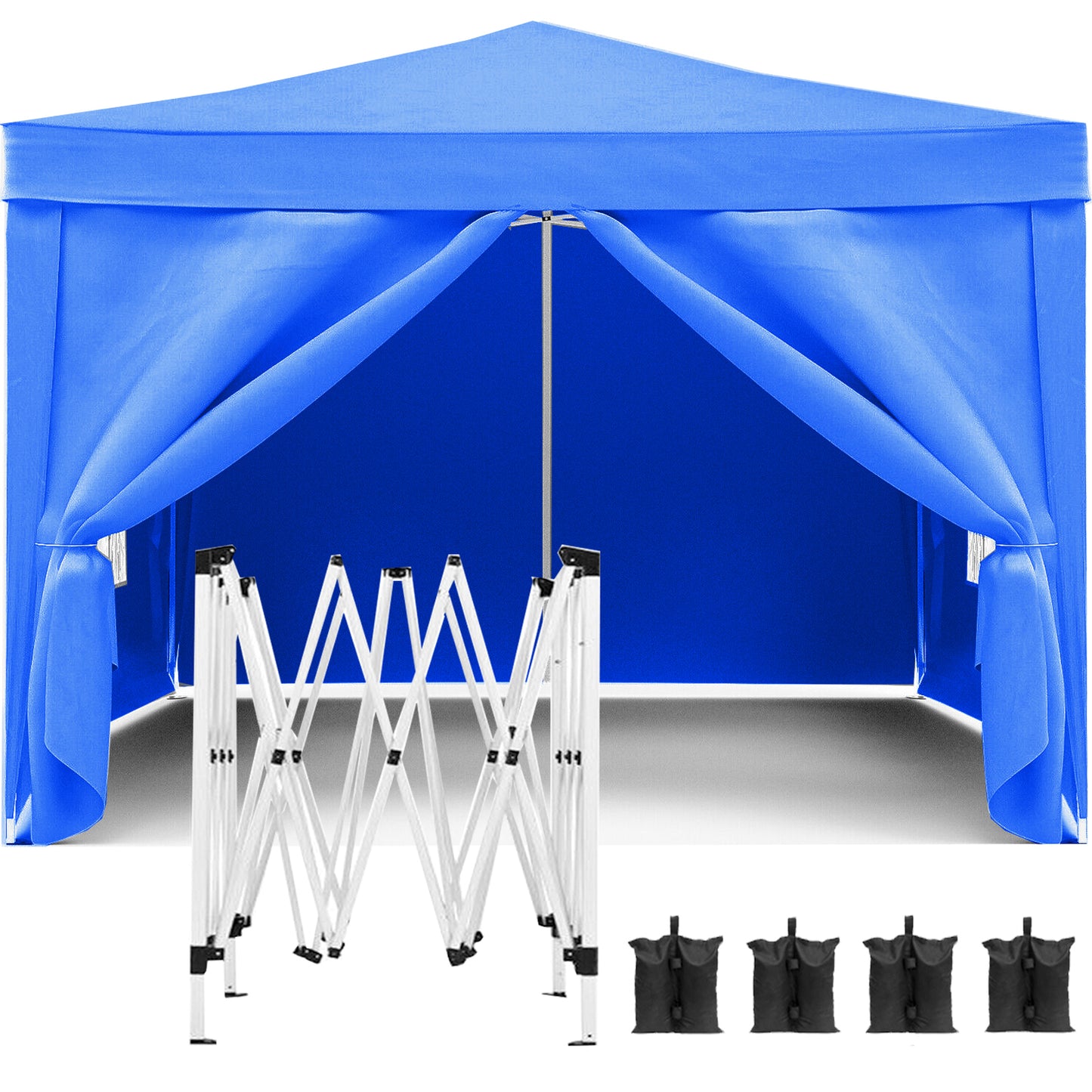 10x10 Canopy with 4 Side Walls, Outdoor Canopy Patio Tent for Parties, Beach, Camping, Wedding, BBQ, Waterproof, Blue