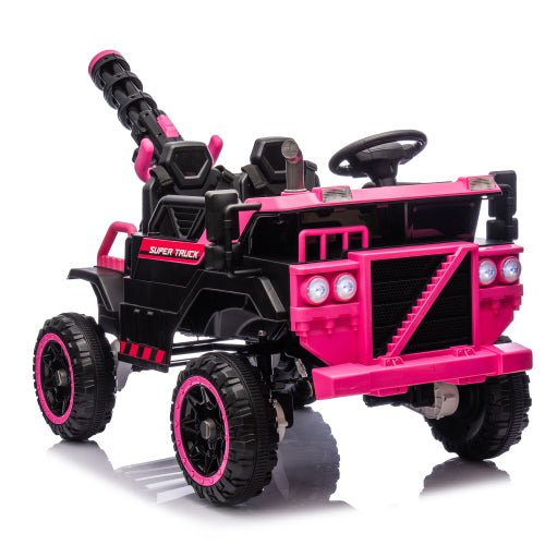 24V Ride On Electric Tractor Toy for Kids with 4 in 1 Attachments (Excavator, Dump Truck, Bulldozer), Remote Control, Bluetooth Music, Swivel Seat, LED, Electric Cars for Boys Girls Ages 3-6