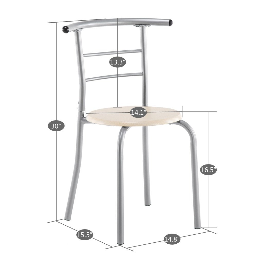 3 Piece Bar Table Set, Small Space Table Set for 2, Wooden Pub Table Set with Metal Frame and Shelf Storage, Couple Breakfast Nook Bistro Sets, Beige