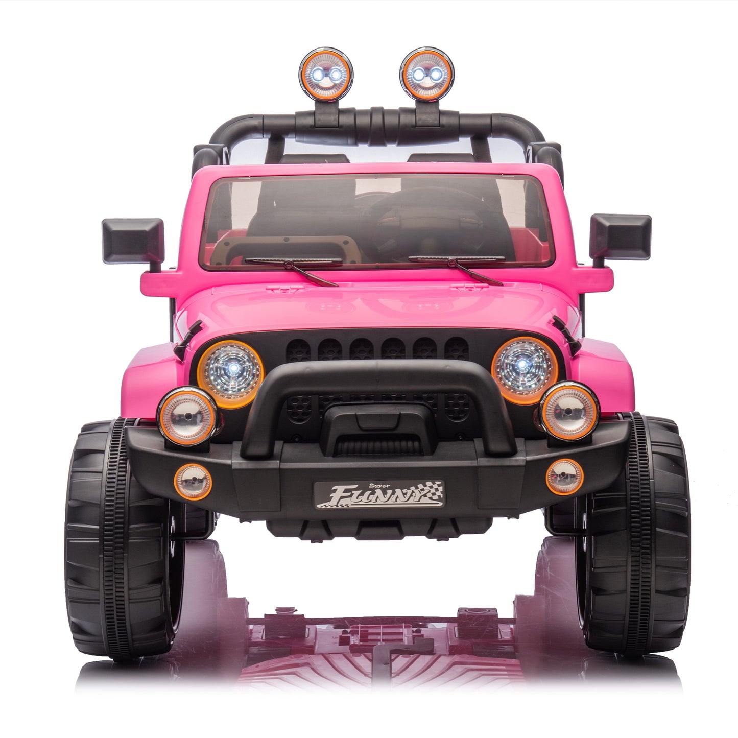24V Kids Ride On Car with Remote Control, Rear Suspension Ride on Toy with Bluetooth, USB, 2 Seater Cars, Trunk Storage, Pull Rod, LED Lights, High/Low Speed, Electric Cars for Kids Aged 3–8, Pink