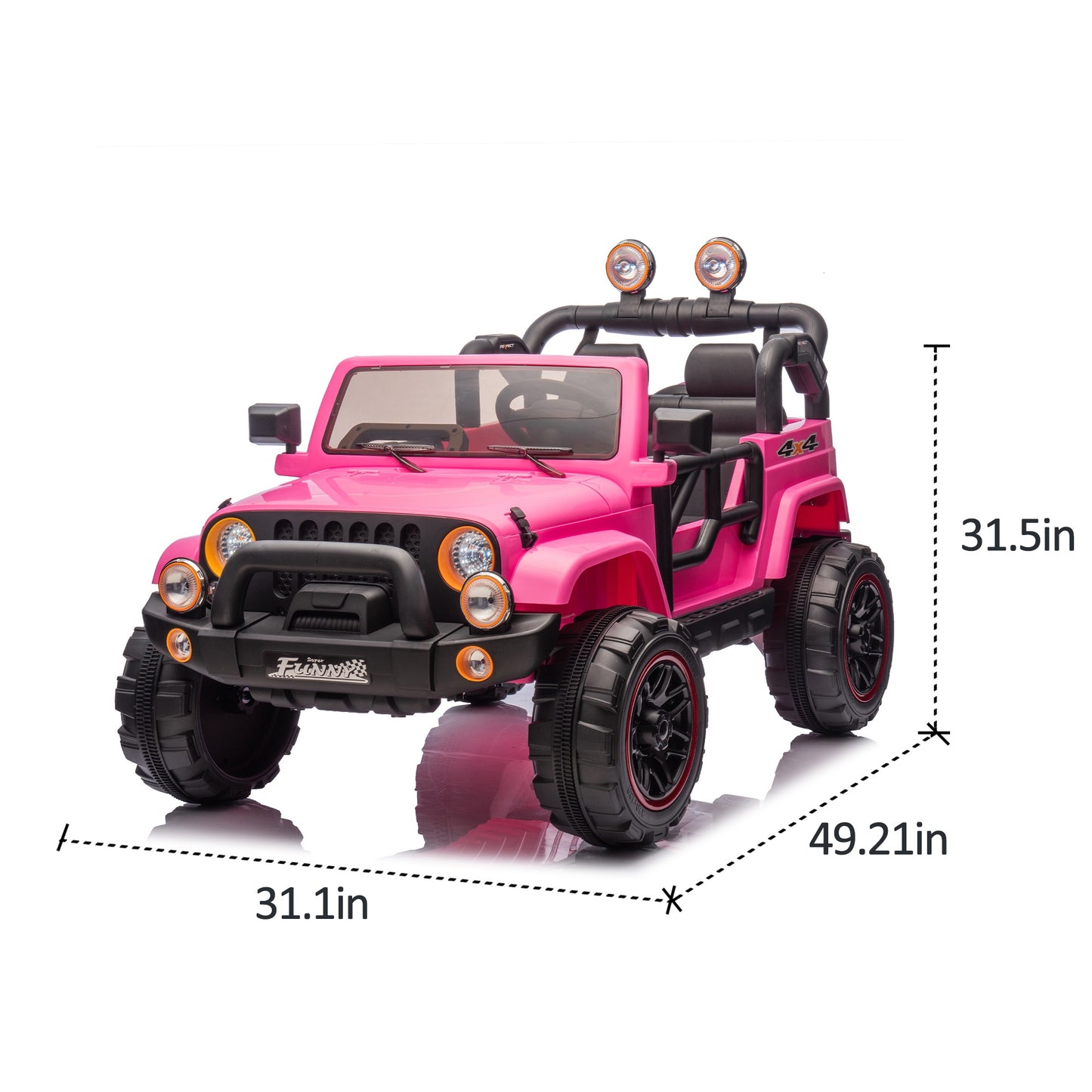24V Kids Ride On Car with Remote Control, Rear Suspension Ride on Toy with Bluetooth, USB, 2 Seater Cars, Trunk Storage, Pull Rod, LED Lights, High/Low Speed, Electric Cars for Kids Aged 3–8, Pink
