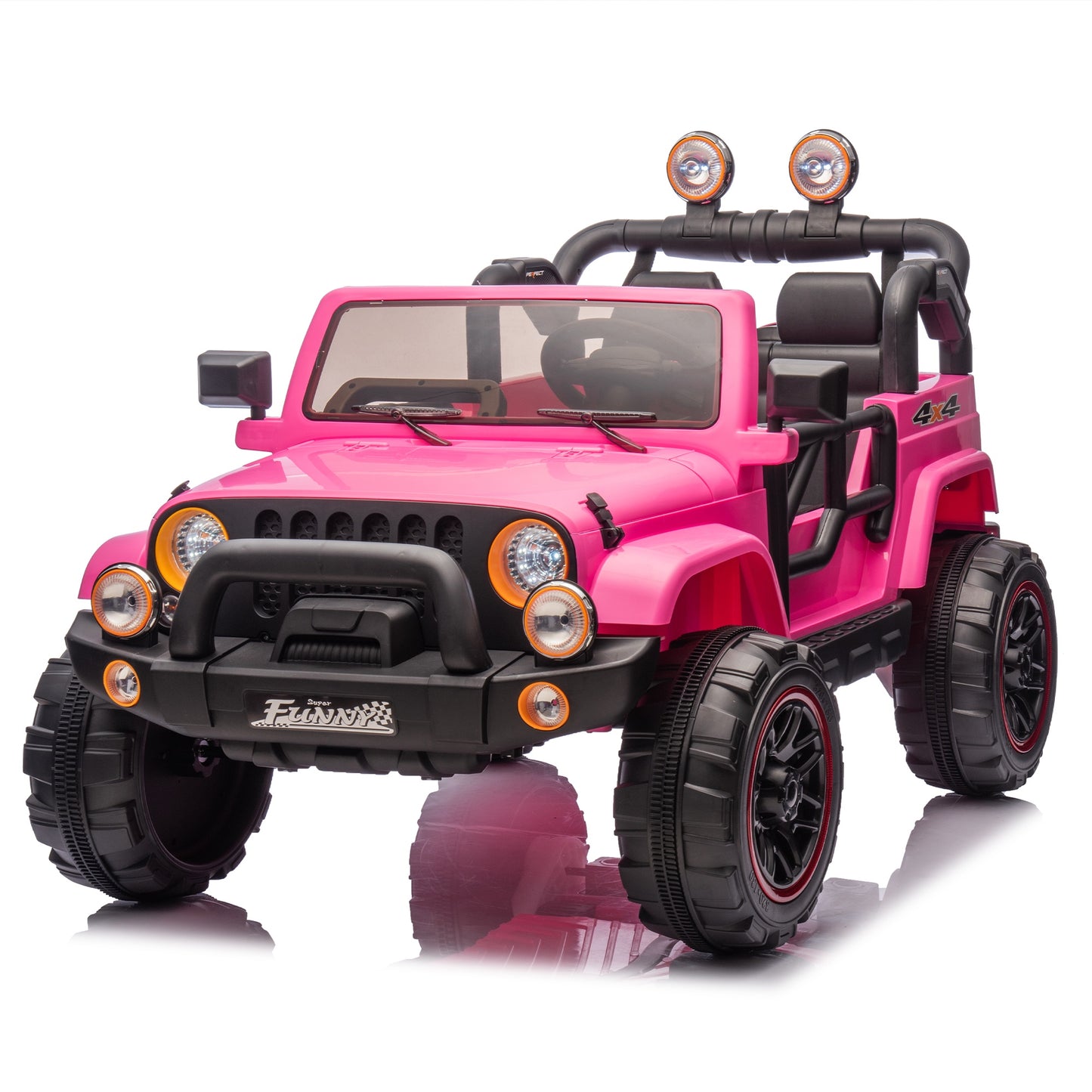 24V Kids Ride On Car with Remote Control, Rear Suspension Ride on Toy with Bluetooth, USB, 2 Seater Cars, Trunk Storage, Pull Rod, LED Lights, High/Low Speed, Electric Cars for Kids Aged 3–8, Pink