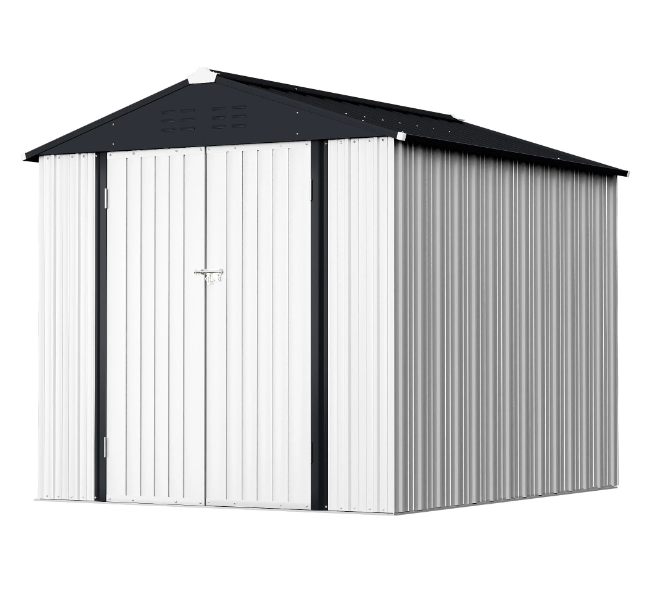 SESSLIFE 6' x 4' Galvanized Metal Outdoor Shed with Lockable Door, Outside Storage Sheds, Outdoor Storage Cabinet for Garden Backyard