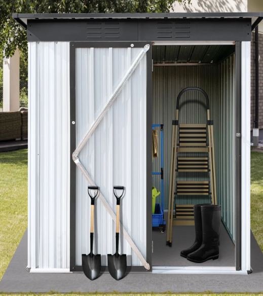 SESSLIFE 3 x 5ft Metal Storage Shed, Outdoor Shed with Lockable Door, Garden Shed Tool Shed, Gray Outdoor Storage Cabinet for Backyard Patio