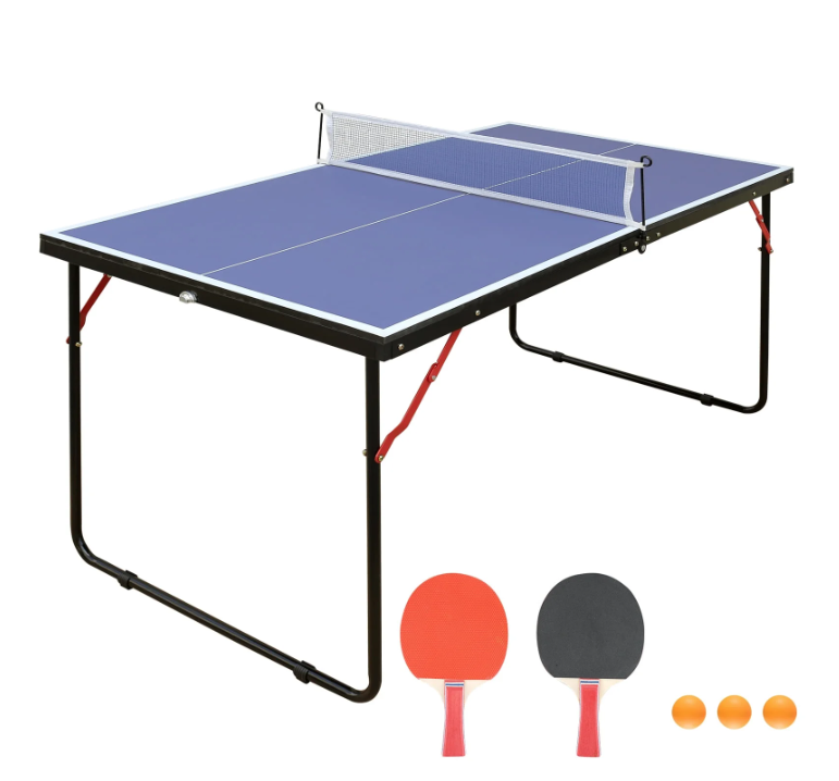 Sesslife 4.5ft Table Tennis Table, Portable & Foldable Ping Pong Table Set, Indoor/Outdoor Game Table with Net, 2 Table Tennis Paddles and 3 Balls