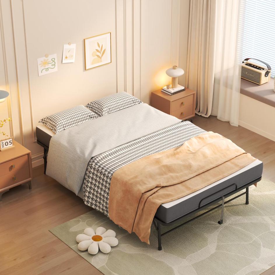 SESSLIFE 75x31 Folding Bed Bed Frame With Mattress, Roll Away Adult Bed on Wheels for Guests, 5-inch Thick Memory Foam Mattress, Space Saving Fold Up Bed for Easy Storage