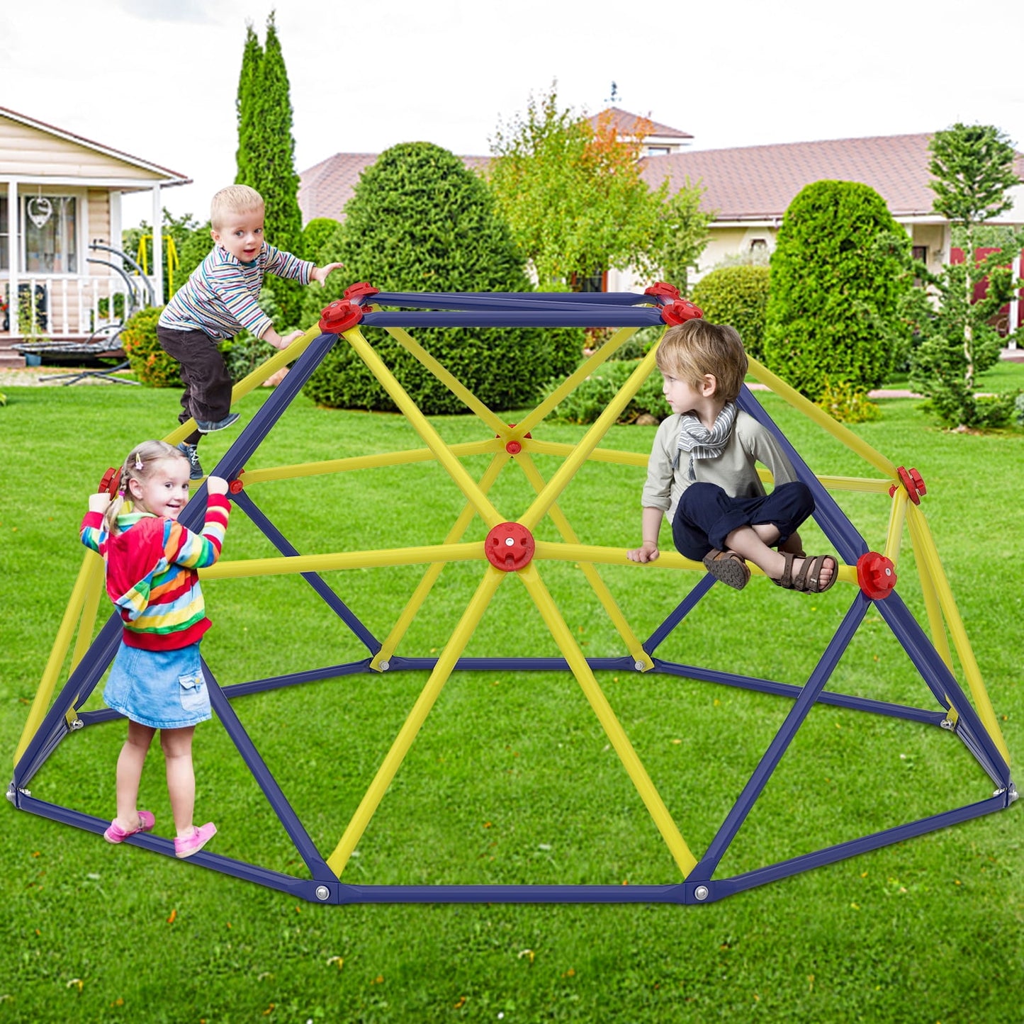 SESSLIFE 6ft Outdoor Climbing Dome, Kids Jungle Gym Dome Climber, Playground Climber for 3-5 Years Old, Climbing Toys for Outside, Rust & UV Resistant Steel Climbing Structures, Max 500lbs