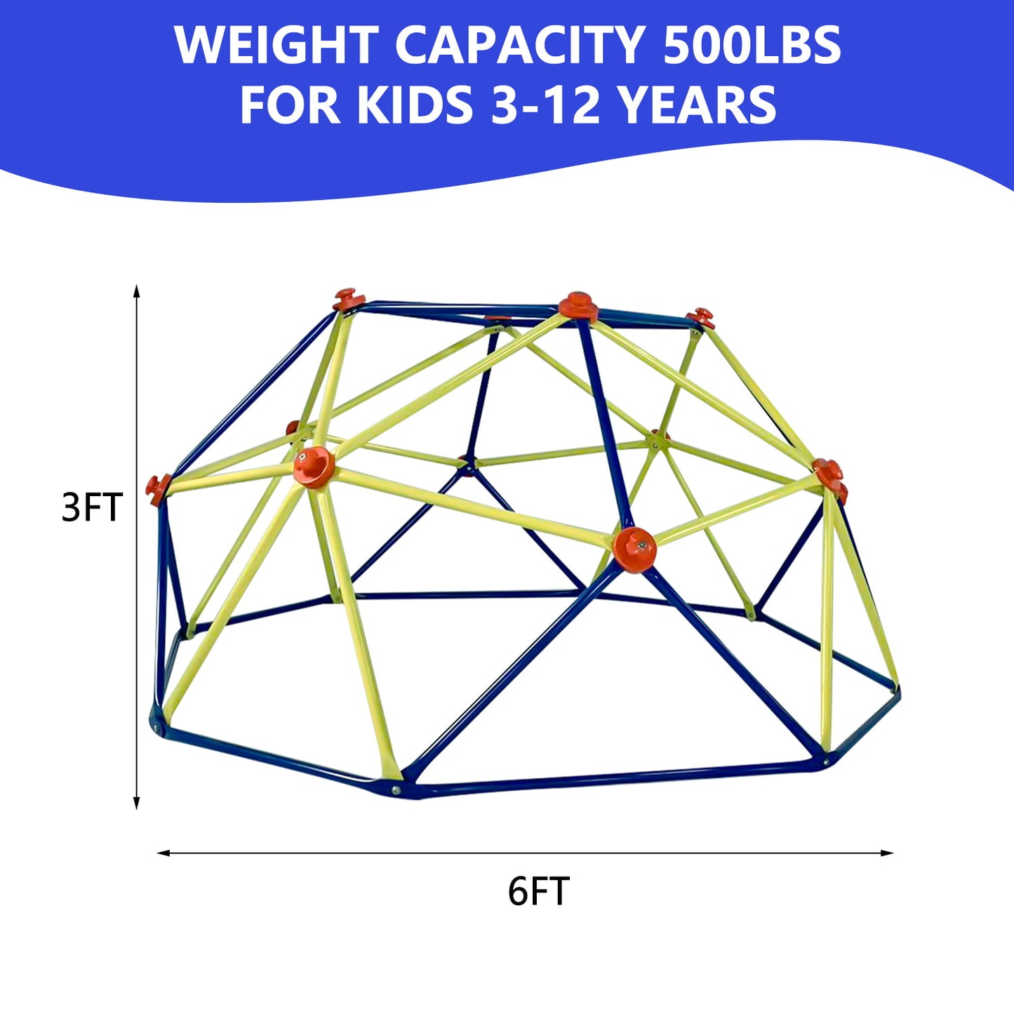SESSLIFE 6ft Outdoor Climbing Dome, Kids Jungle Gym Dome Climber, Playground Climber for 3-5 Years Old, Climbing Toys for Outside, Rust & UV Resistant Steel Climbing Structures, Max 500lbs