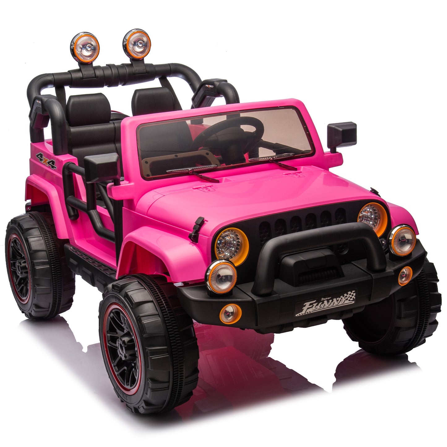 24V Kids Ride On Car with Remote Control, Rear Suspension Ride on Toy with Bluetooth, USB, 2 Seater Cars, Trunk Storage, Pull Rod, LED Lights, High/Low Speed, Electric Cars for Kids Aged 3–8, Pink